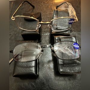 4 pair 1.75 foldable readers blue cut lenses gold black